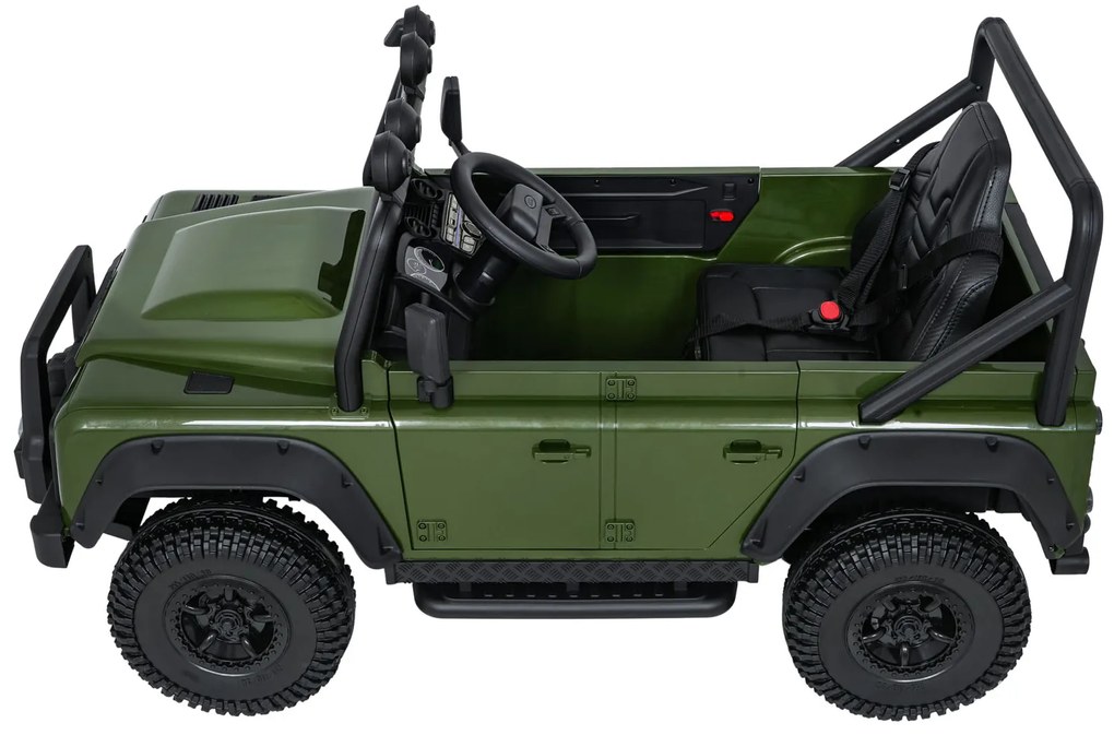 Jipe elétrico para Crianças 24V Land Rover Defender 110 SVX Concept Rodas Espuma EVA, Assento couro ecológico Verde