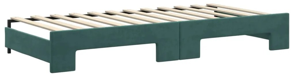 Sofá-cama c/ gavetão e gavetas 90x200 cm veludo verde-escuro