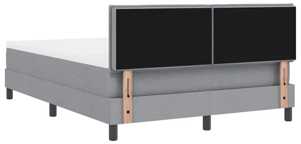 Cama Box com Colchão e Luz LED Cinza Claro 160x200 cm Tecido
