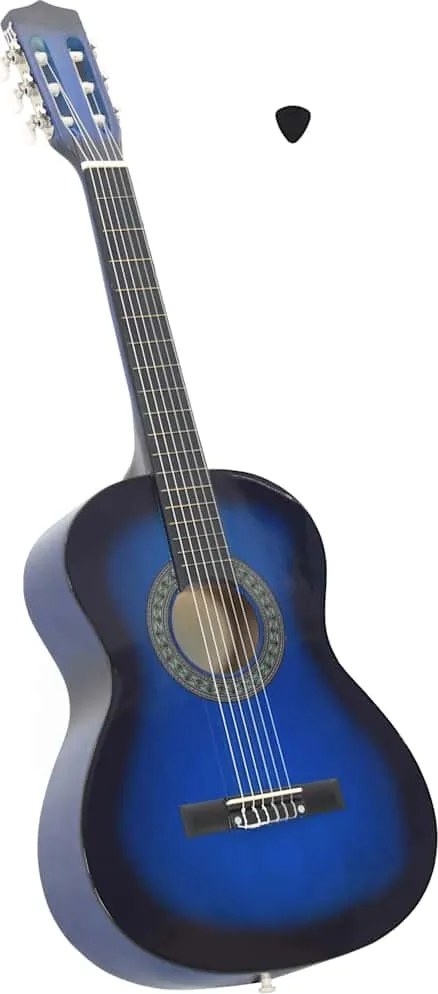 vidaXL Guitarra clássica iniciantes/crianças 3/4 36" azul