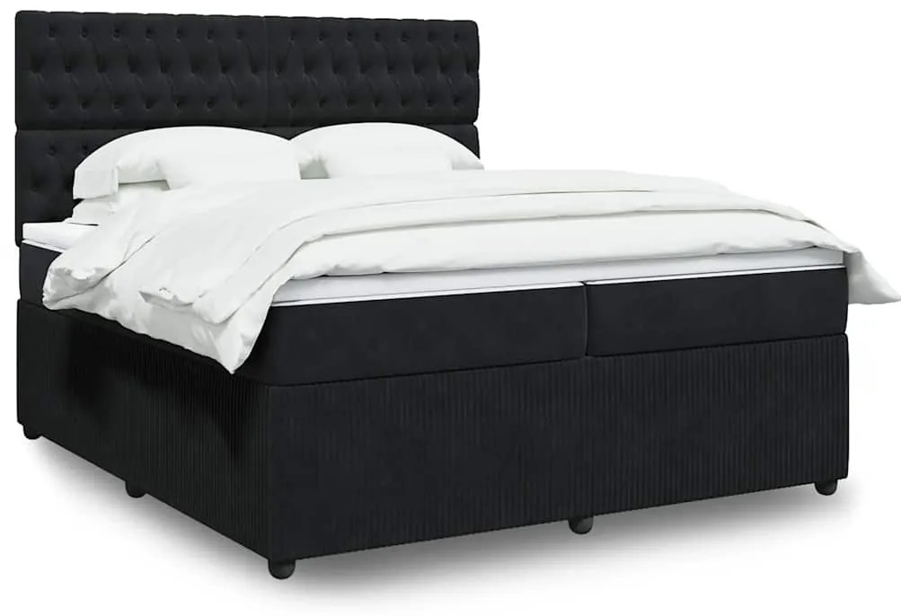 vidaXL Cama com molas/colchão 200x200 cm veludo preto
