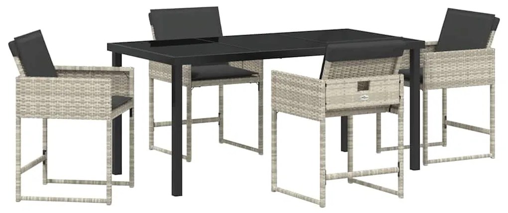 Conjunto de Jantar de Jardim de 5 Peças com Almofadas Cinza Claro em R