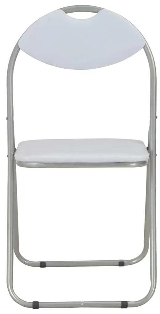Cadeiras de jantar dobráveis 6 pcs couro artificial branco