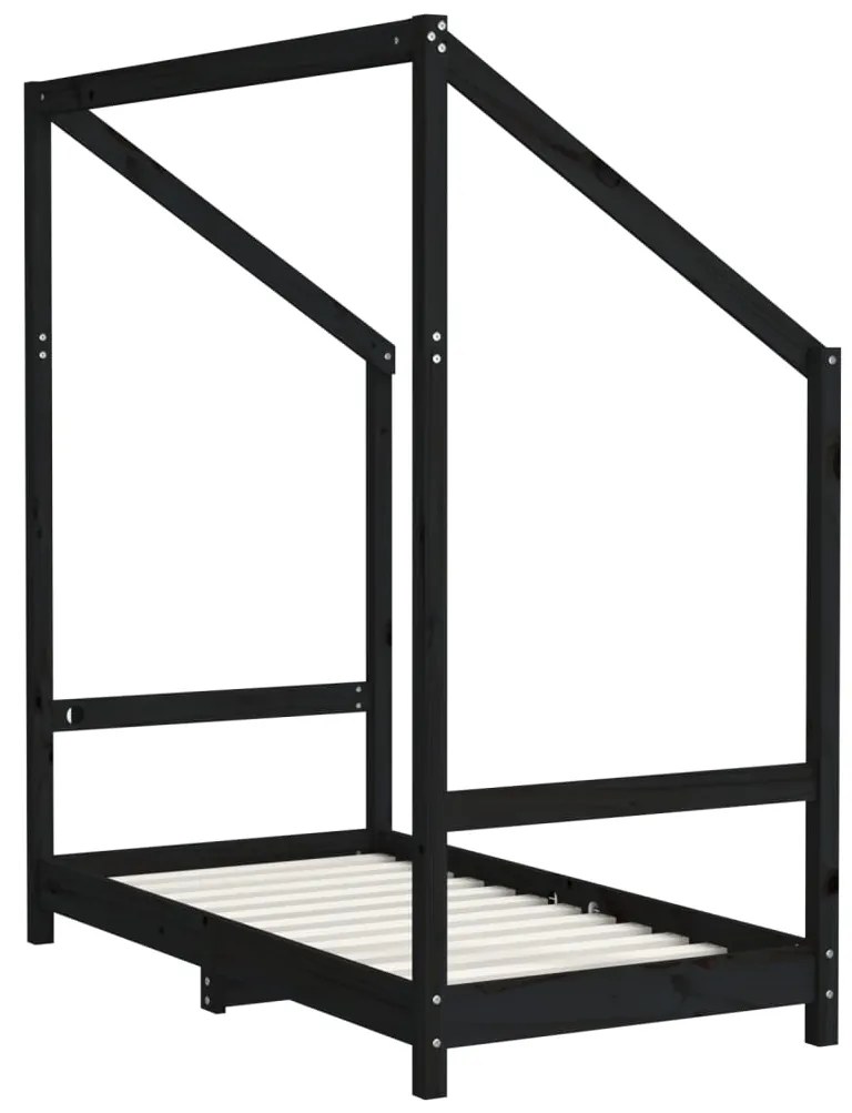 Estrutura de cama infantil 70x140 cm pinho maciço preto