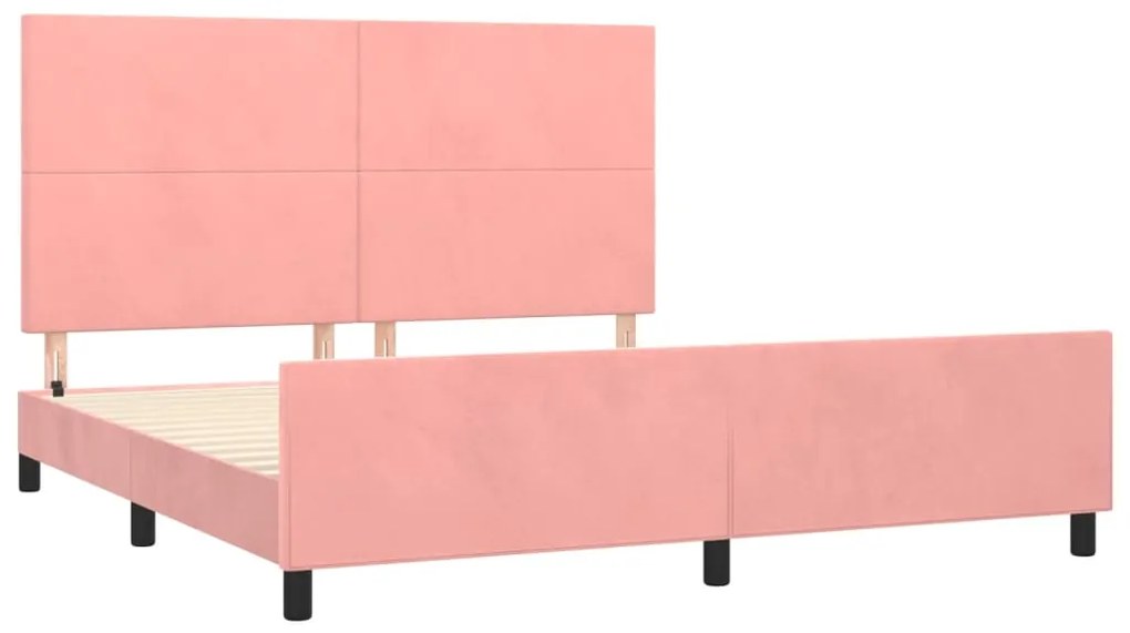 Estrutura de cama c/ cabeceira 160x200 cm veludo rosa