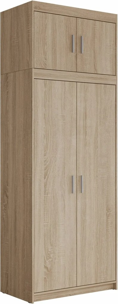 Roupeiro Novduni 103, Carvalho sonoma, 246x90x53cm, 99.5 kg, Portas para roupeiro: Com dobradiças, Número de prateleiras: 6, Número de prateleiras: 6