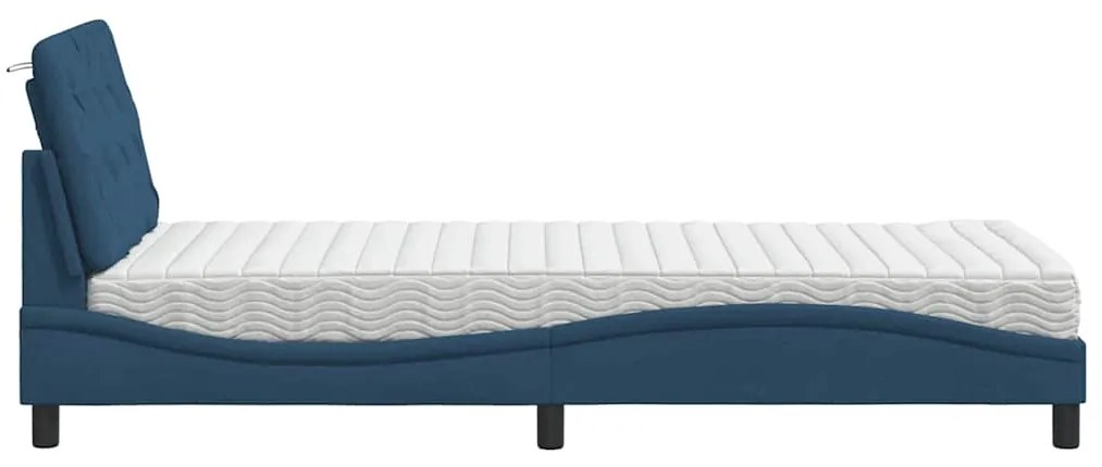 Cama com colchão 90x190 cm tecido azul