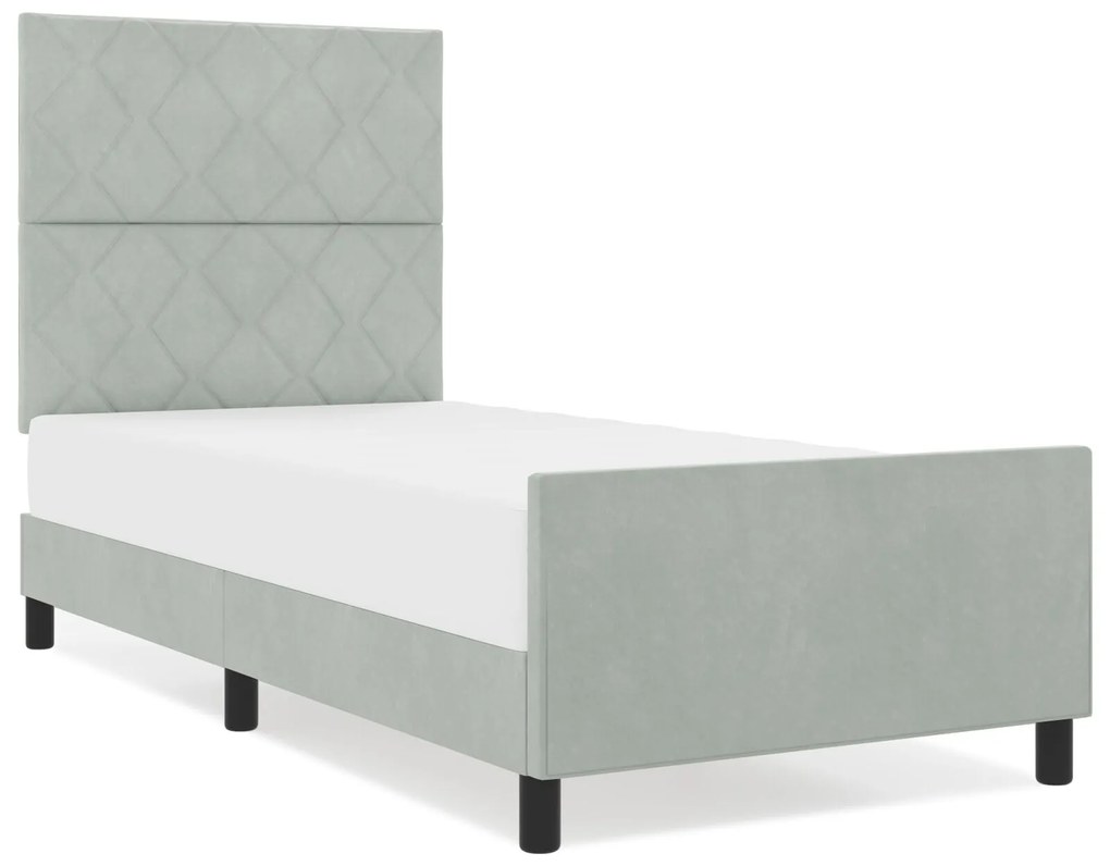Estrutura de Cama vidaXL Cinza Claro 90x190 cm Veludo