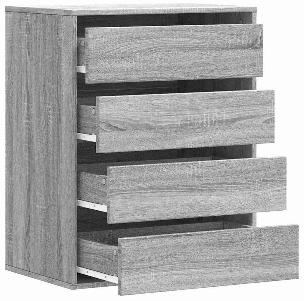 Cómoda com 4 Gavetas - 60x41x76 cm - derivados de madeira - cinzento s