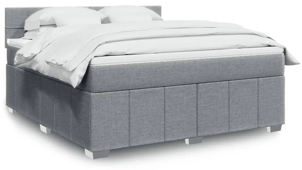vidaXL Cama com molas/colchão 180x200 cm tecido cinzento-claro