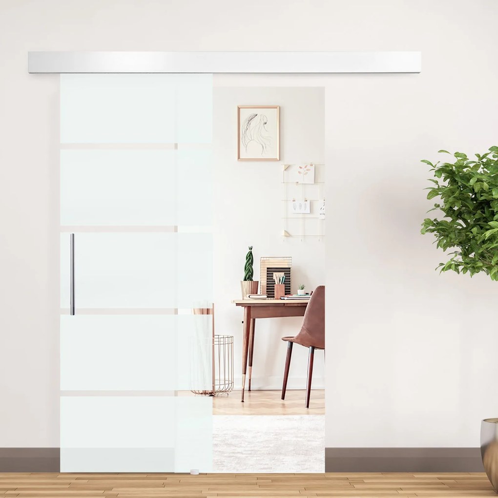 Porta de Correr de Vidro 90x205 cm Porta de Correr de Vidro com Trilho