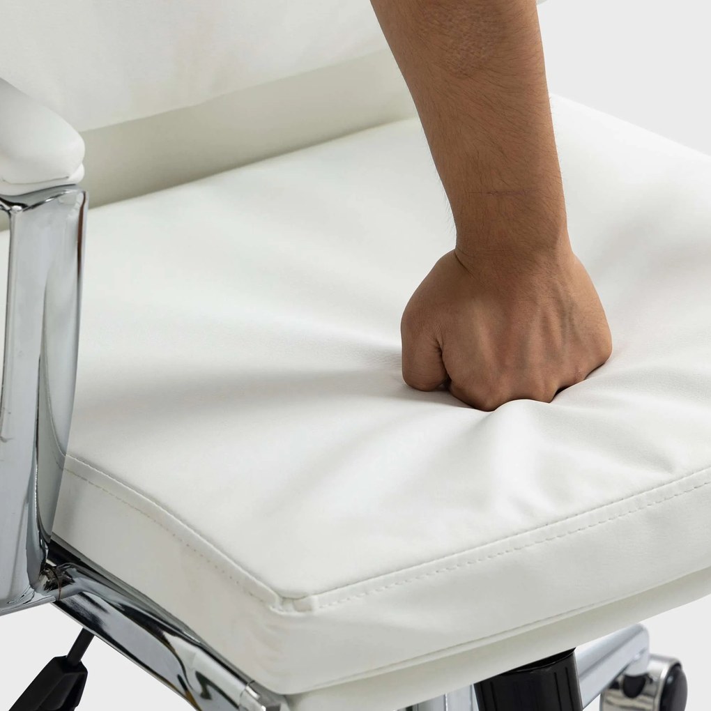 Cadeira de Escritório Cleveland Couro Sintético Branco