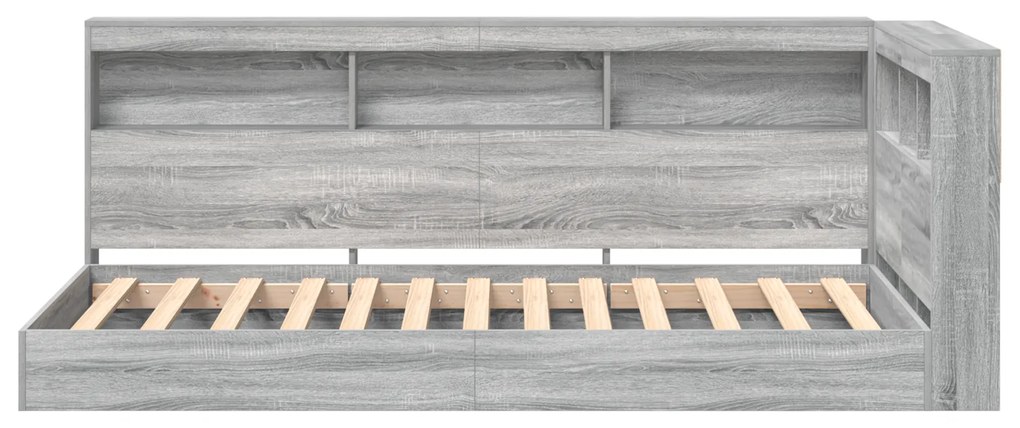 Cama com Estante Cinza Sonoma 90x190 cm Madeira Engenheirada