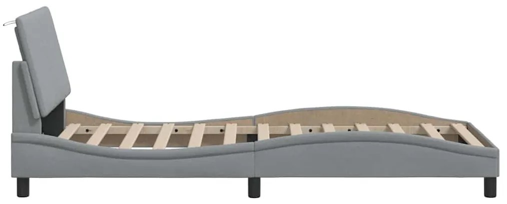 Estrutura de cama sem colchão 90x190 cm tecido cinzento-claro