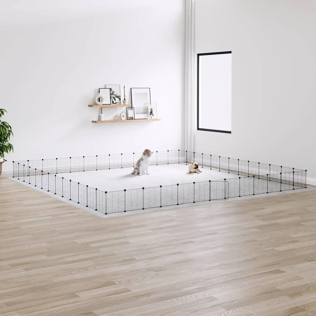 vidaXL Gaiola p/ animais de 52 painéis c/porta 35x35 cm aço preto
