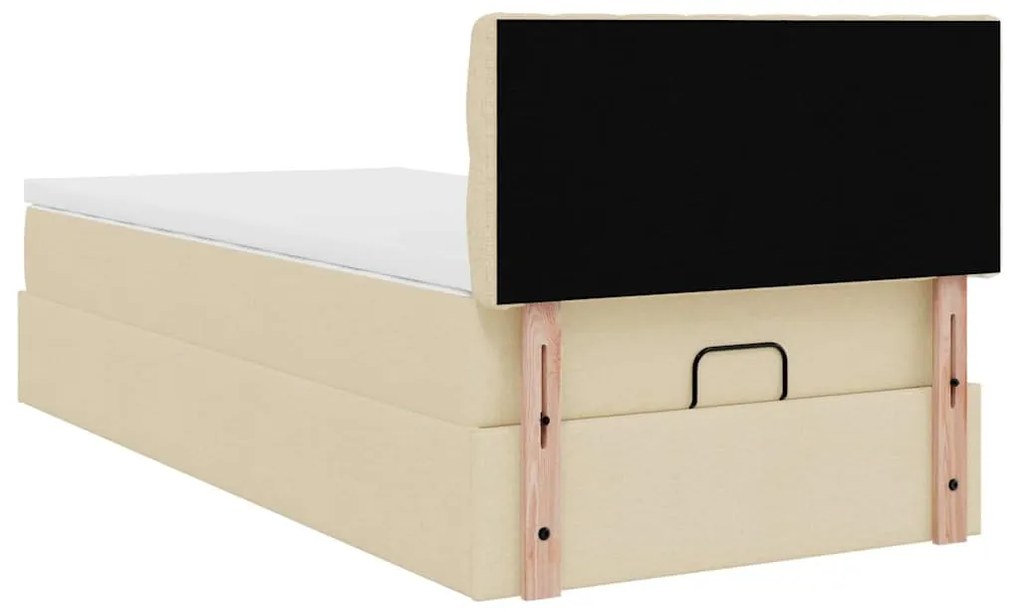 Cama otomana com colchão 100x200 cm tecido creme