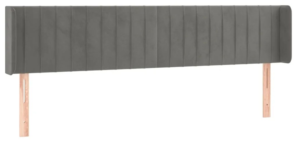 Cabeceira cama c/ luzes LED veludo 163x16x78/88 cm cinza-claro