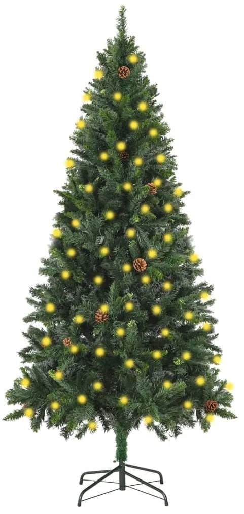 vidaXL Árvore de Natal pré-iluminada com pinhas 180 cm verde