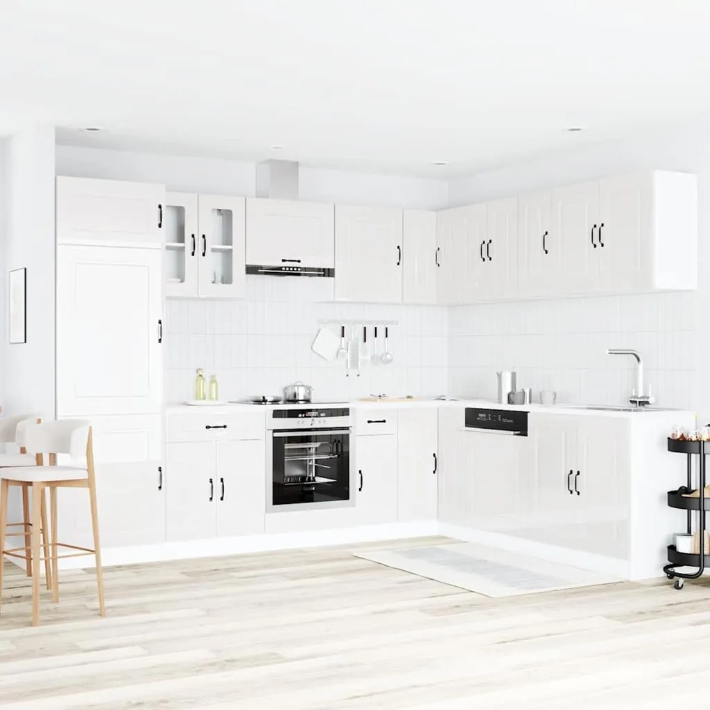 14 peças armário de cozinha conjunto Kalmar brilho branco