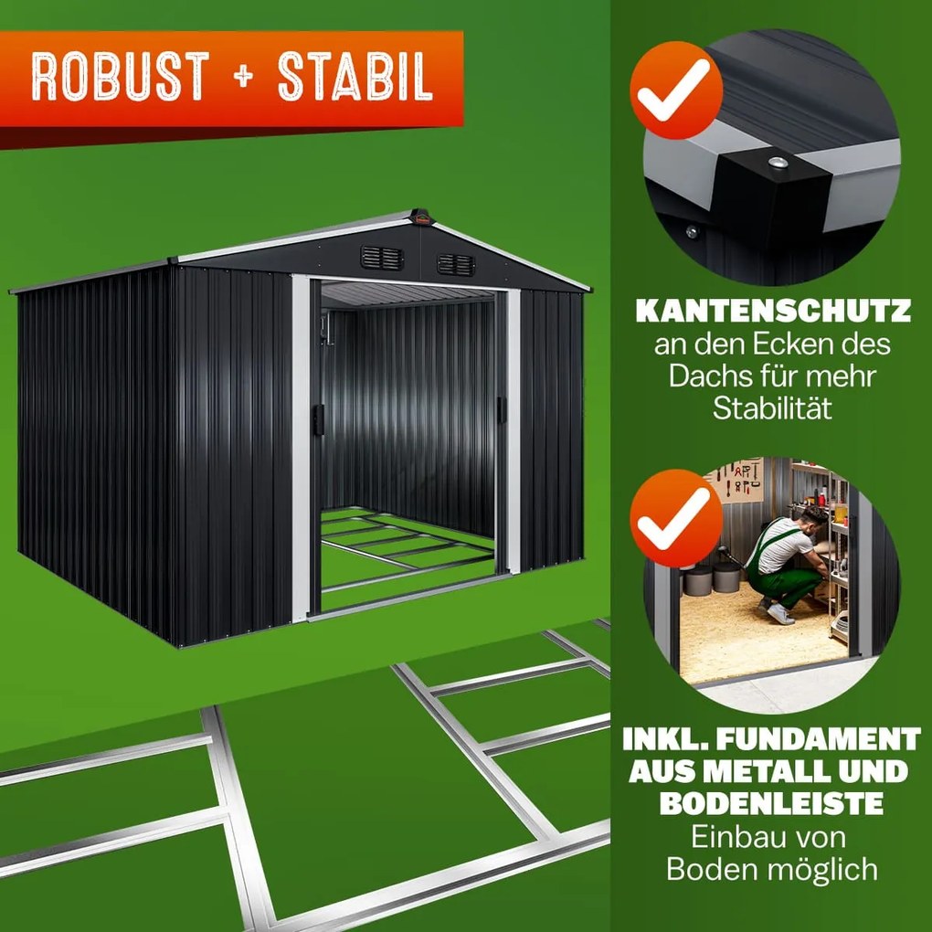 Abrigo Jardim de ferramentas em metal 260x205x180cm antracite metalizado