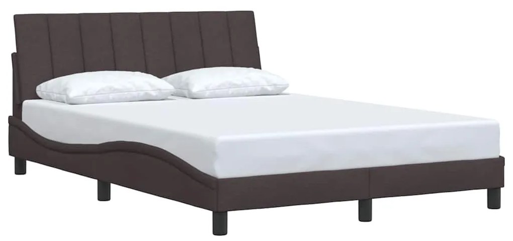 Estrutura de cama sem colchão 140x190 cm tecido castanho-escuro