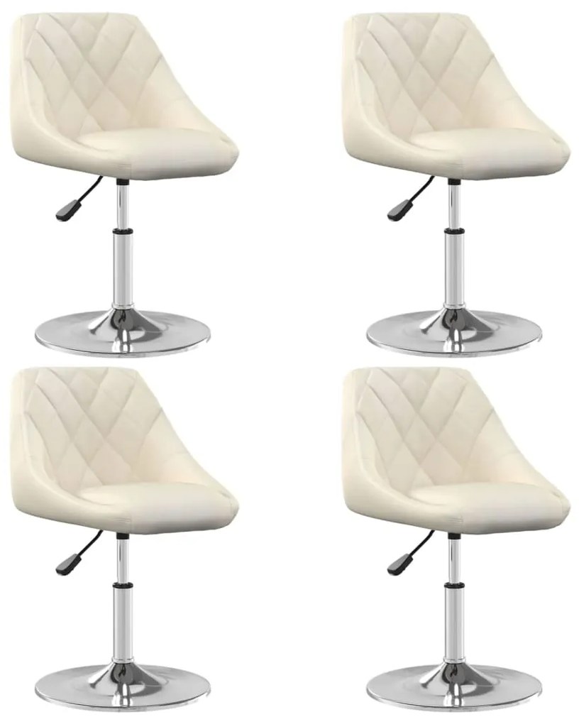 vidaXL Cadeiras de jantar giratórias 4 pcs veludo cor creme