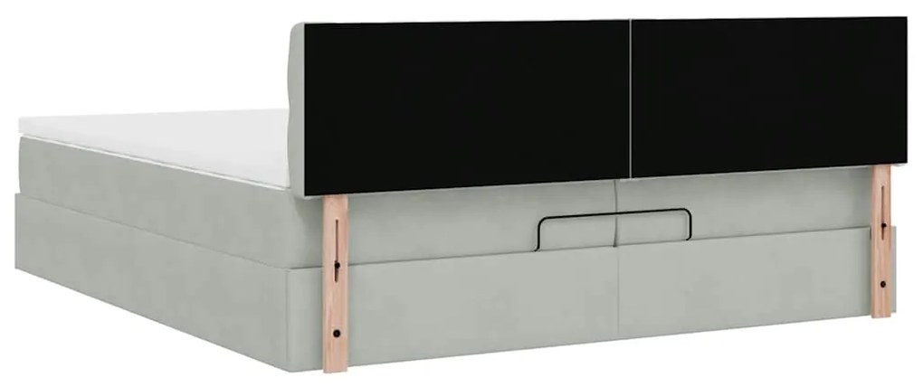 Estrutura de cama otomana com colchão 200x200 cm cinzento claro