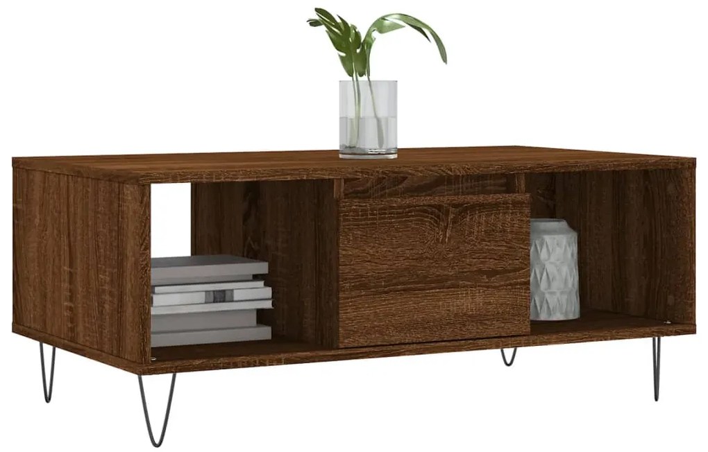 Mesa de centro 90x50x36,5cm derivados madeira carvalho castanho