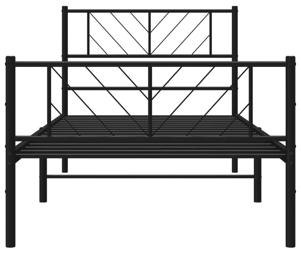 Estrutura de cama com cabeceira e pés 90x190 cm metal preto