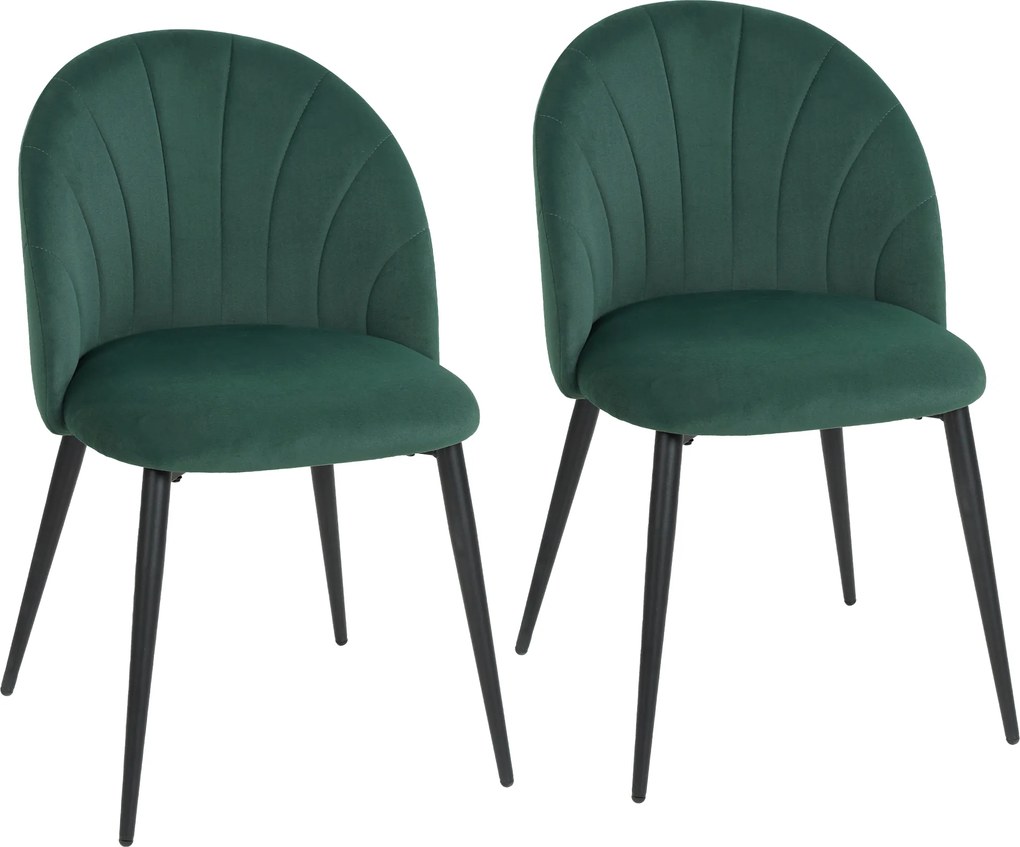 HOMCOM Conjunto de 2 cadeiras de sala de jantar, cadeiras de cozinha estofadas sem braços, pés em aço, 52x55x79cm, verde | Aosom Portugal