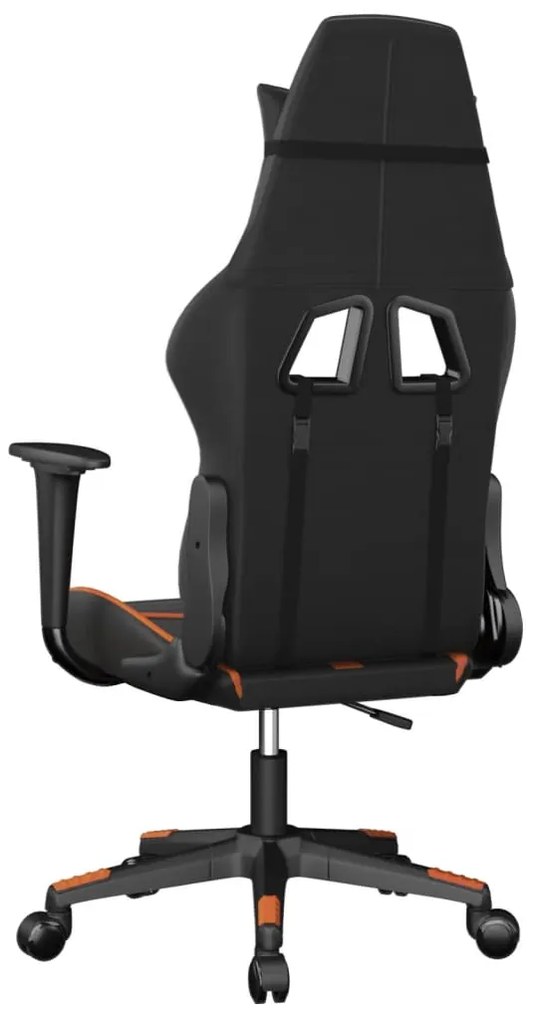 Cadeira gaming massagens couro artificial preto e laranja