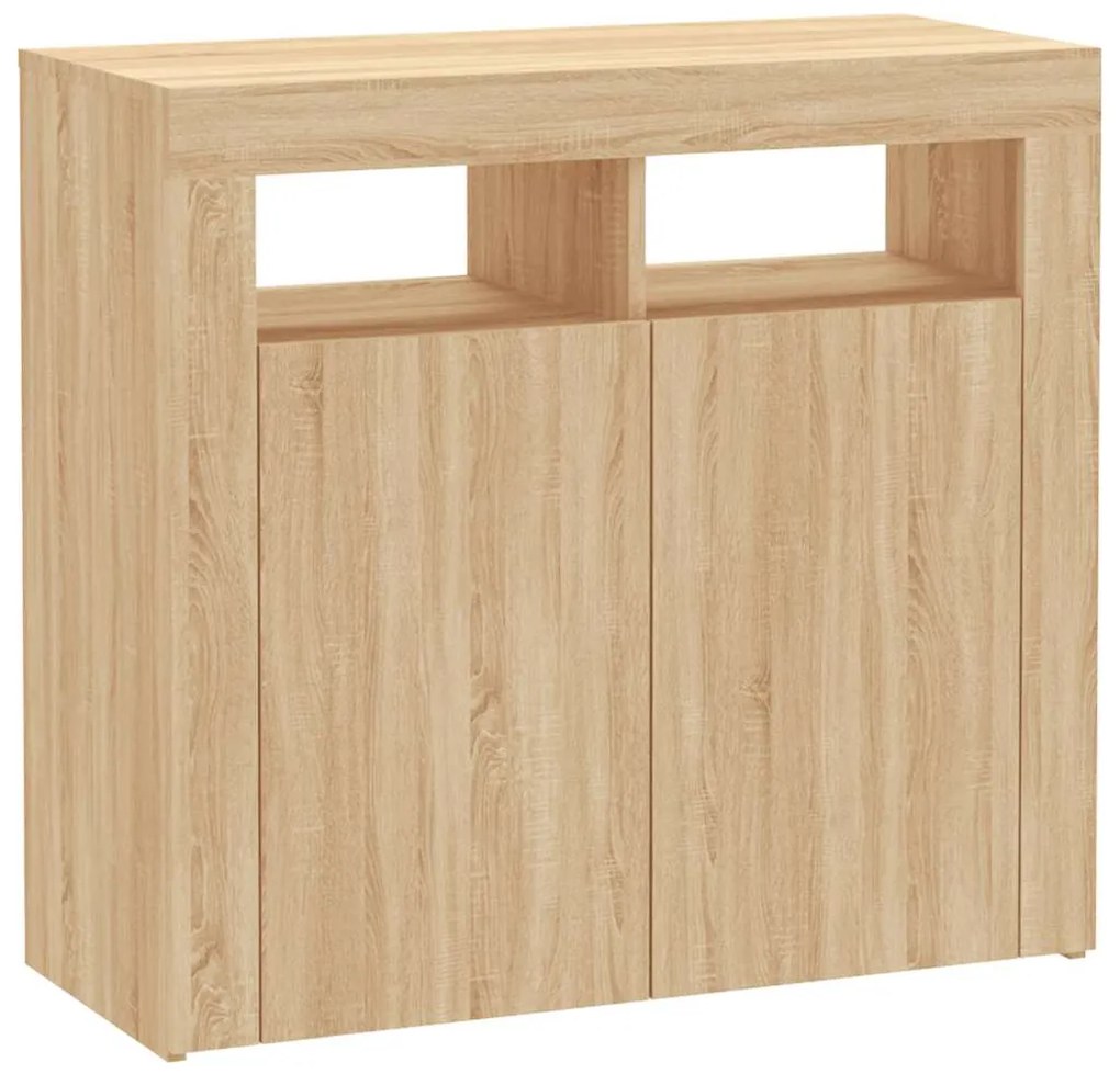 Aparador com luzes LED 80x35x75 cm carvalho sonoma