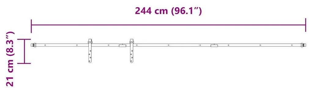 Kit para armário deslizante aço carbono 244 cm