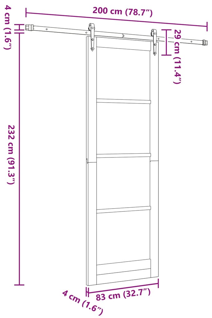 Conjunto de Porta Deslizante vidaXL com Conjunto de Ferragens Branca 8