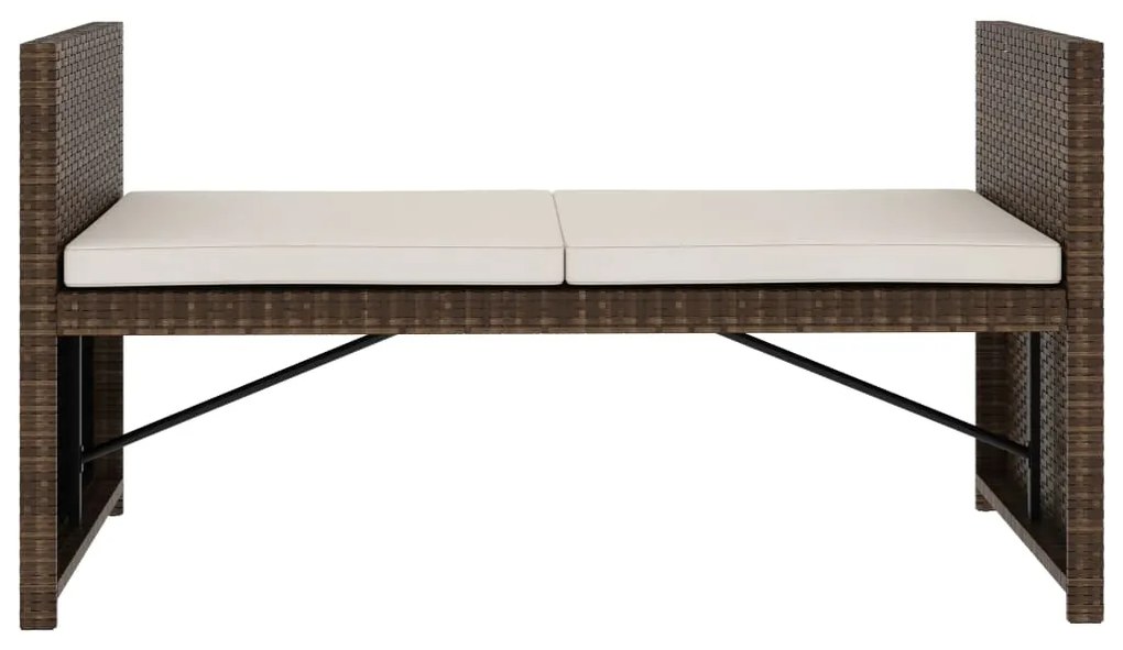 5 pcs conjunto lounge jardim c/ almofadões vime PE castanho