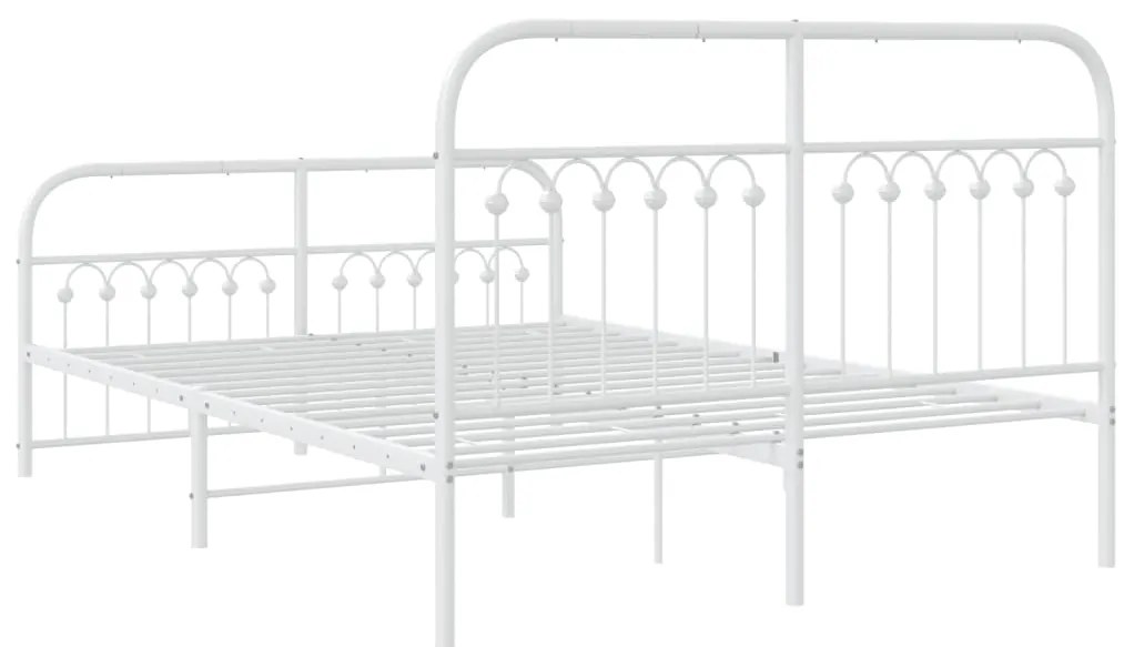 Estrutura de cama com cabeceira e pés 137x190 cm metal branco