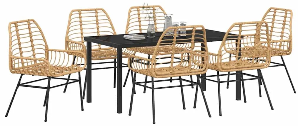 Conjunto de Jantar de Jardim com 7 Peças em Polipropileno Marrom