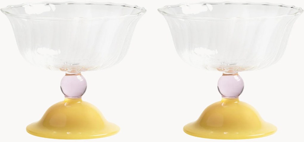 Taças de champanhe em vidro borossilicato artesanais Tulip, conjunto de 2