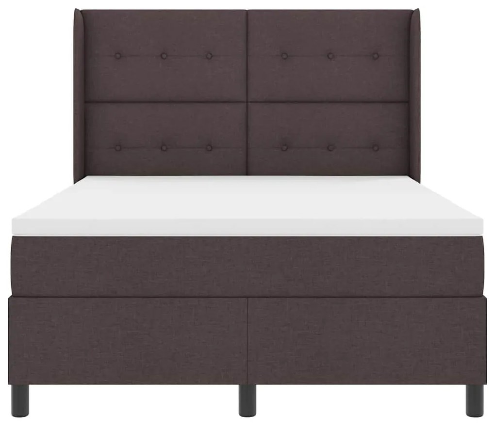 Cama Box com Colchão Marrom Escuro 160x200 cm em Tecido