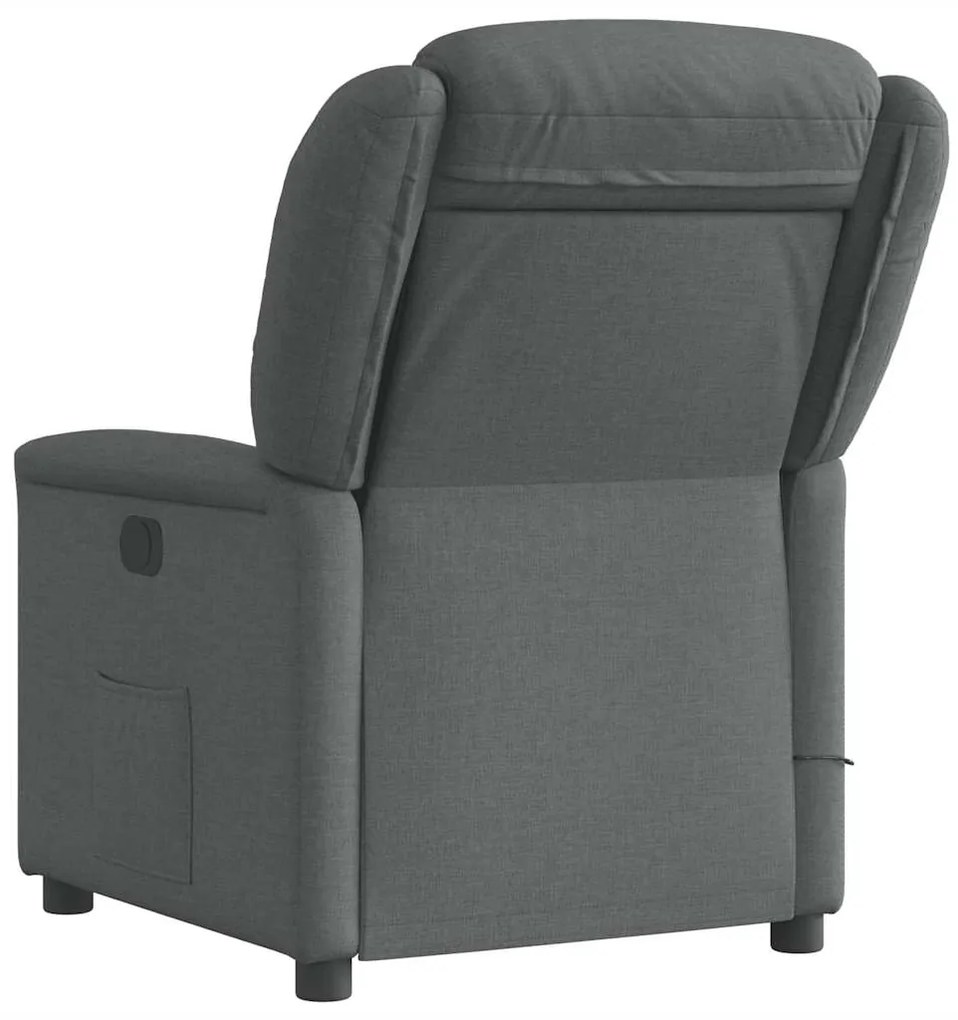 Poltrona de massagens reclinável tecido cinzento-escuro
