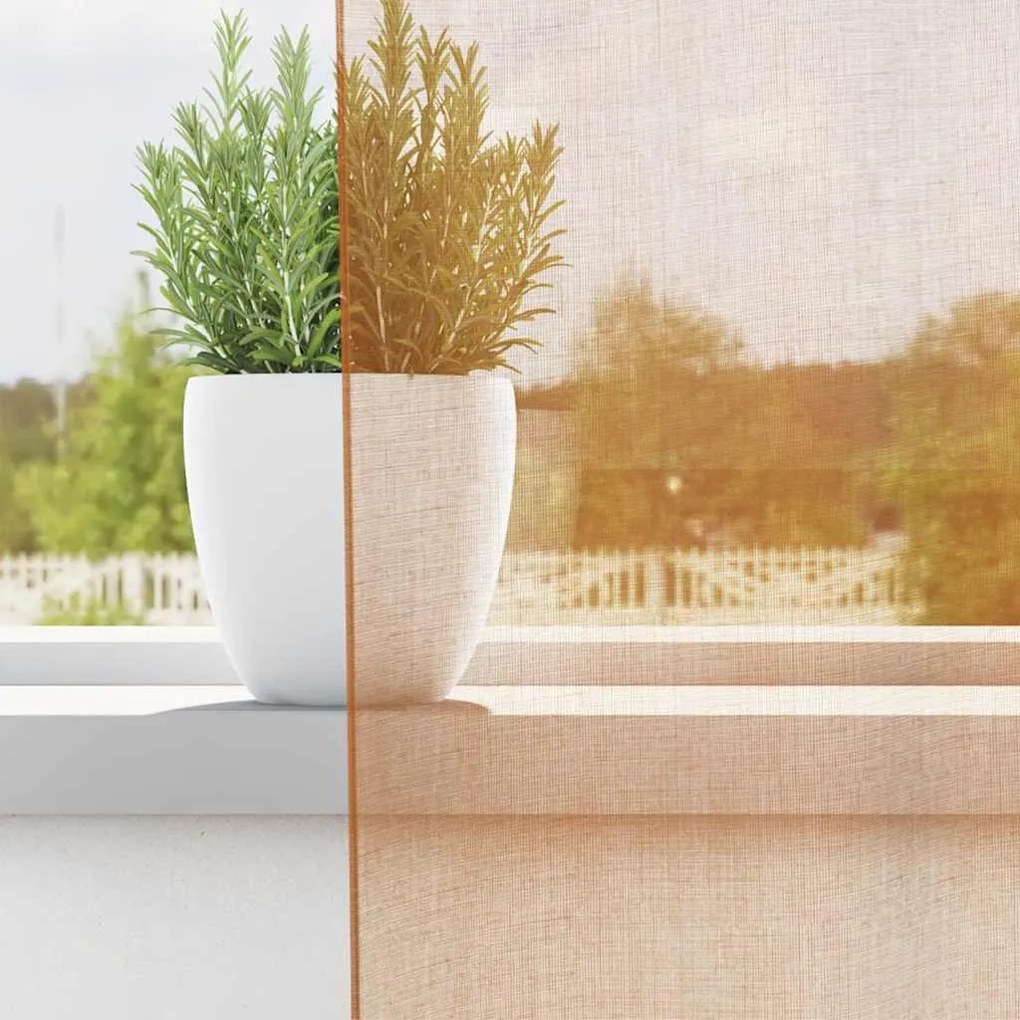 Cortinas de voile com ilhós 2 pcs terracota