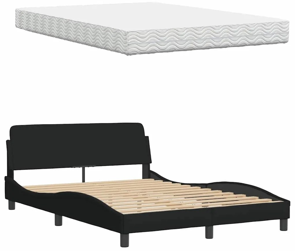 Cama com colchão 140x200 cm tecido preto