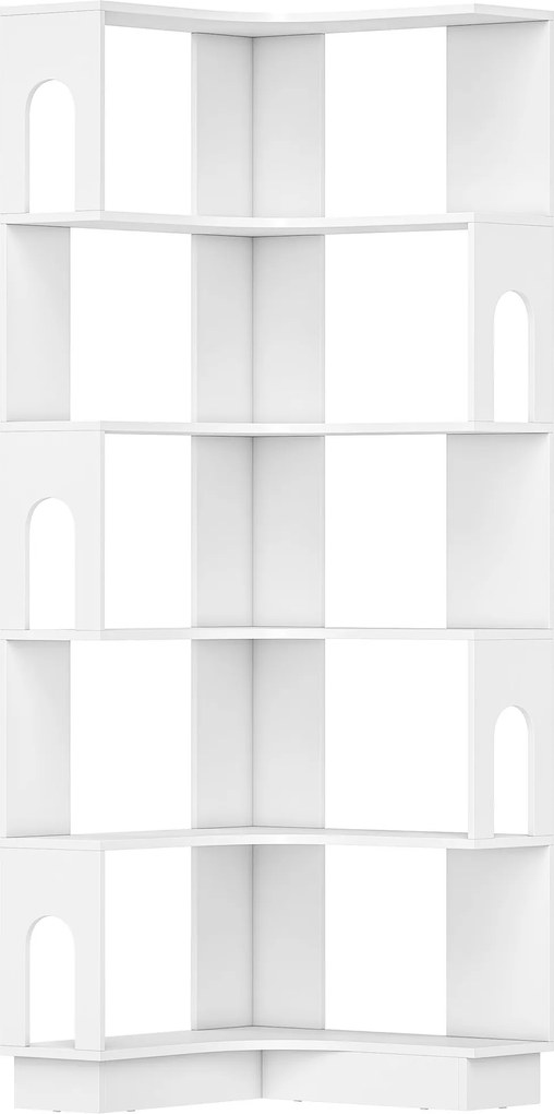 HOMCOM Estante de canto, prateleira de armazenamento de 6 níveis com painéis laterais em arco, 60 x 60 x 165,5 cm, branco | Aosom Portugal