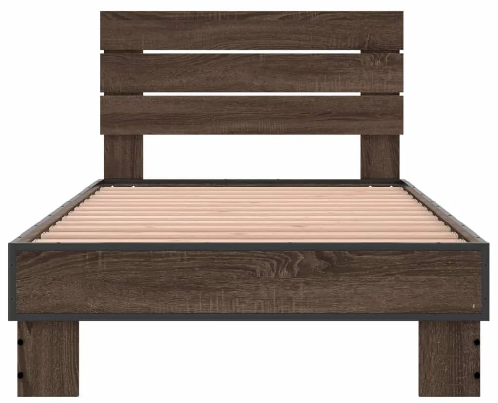 Estrutura de cama derivados de madeira/metal carvalho castanho