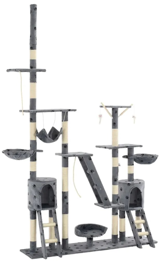 Árvore para gatos c/ postes arranhadores sisal 230-250 cm cinza