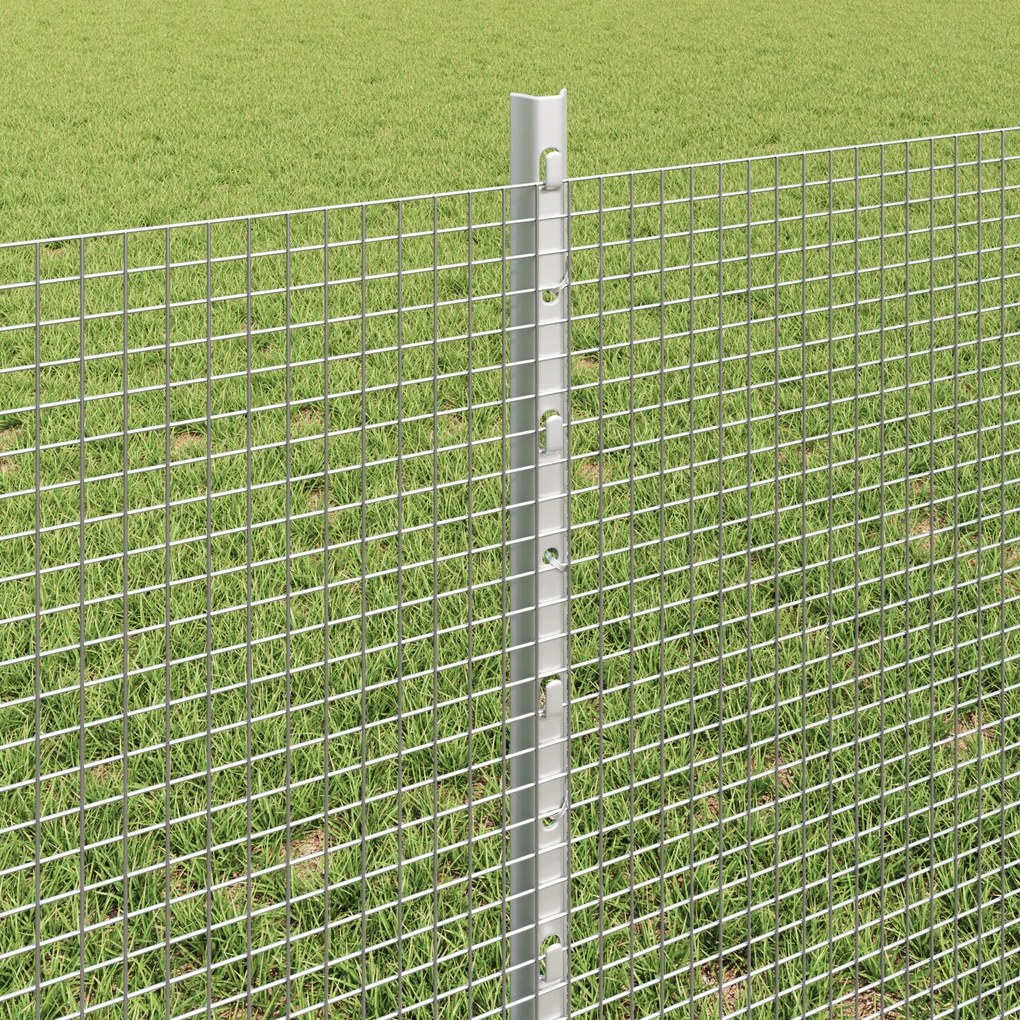 Cerca de Arame Soldado com 44 Postes U Prateado 0.6x100 m Aço