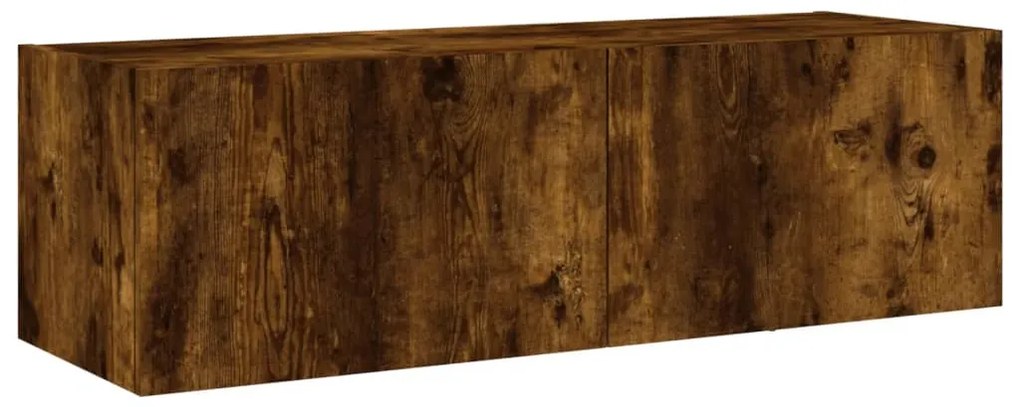 Móvel de parede p/ TV c/ luzes LED 100x35x31 cm carvalho fumado