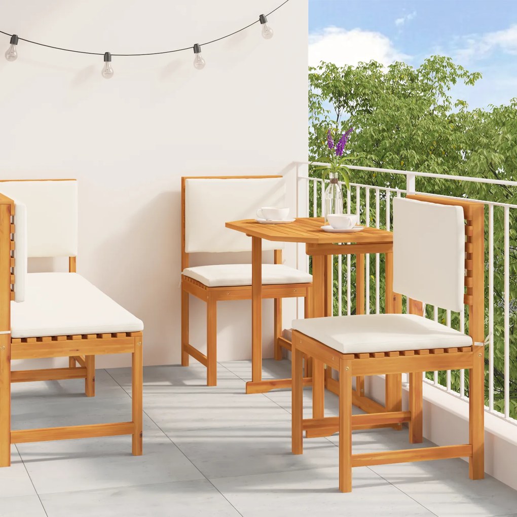 vidaXL Conjunto de Jantar para Jardim em 5 Peças de Madeira Maciça de Acácia