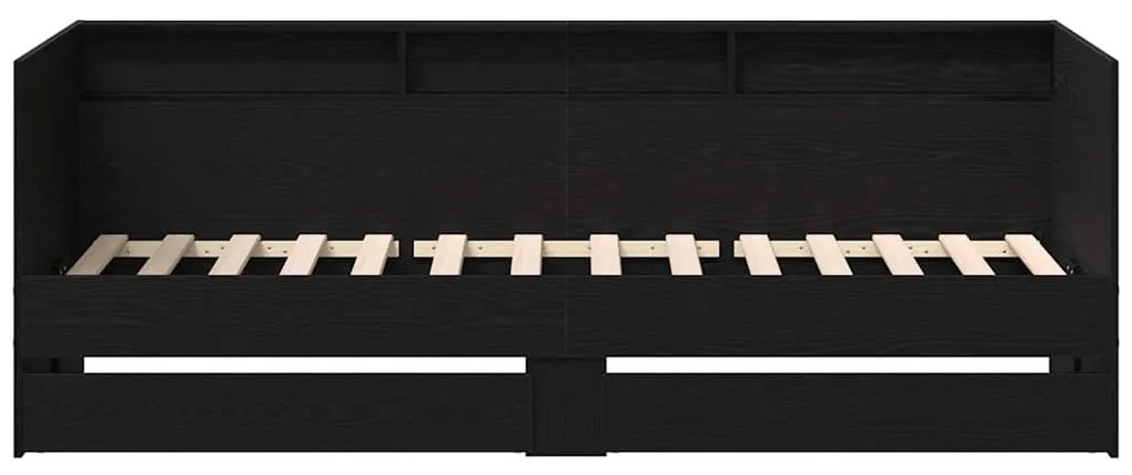 Cama de Dia Preta com Gavetas Carvalho Preto Madeira engenheirada