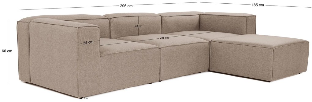 ****  
Sofá de Canto Fora – Castanho – 297x66x190 cm

**